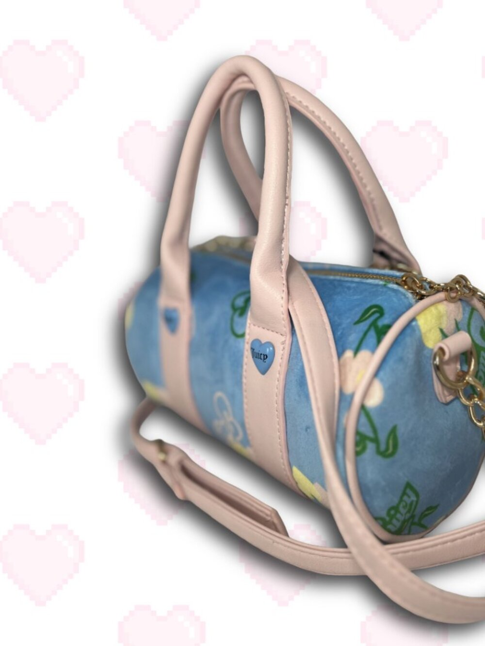 NWT Juicy Couture Retro Cherry Gelato Mini Barrel Bag Crossbody Blue - Picture 5 of 7